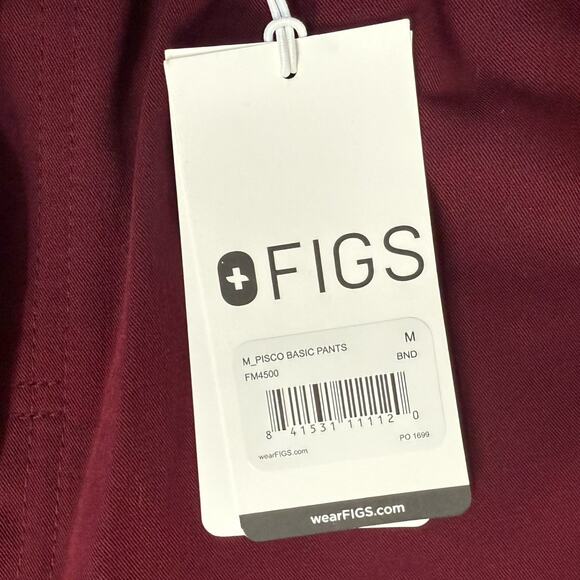 Figs Technical Collection Maroon Red Burgundy Pisco Basic Men's Scrub Pants Sz M - Picture 7 of 12